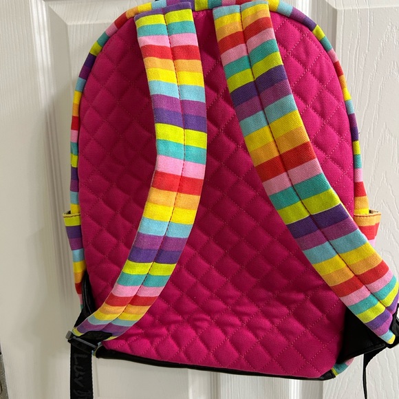 Betsey Johnson Hot Pink Quilted Backpack with Rainbow Trim NWOT - Picture 2 of 5